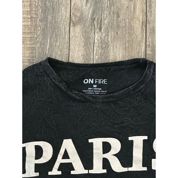 ON FIRE Black Crew Neck Graphic Print Short Sleeves T-Shirt Size Medium - Picture 2 of 5